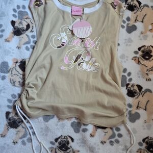 South Pole Juniors Beige Tank Top with Pink Accents